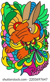 rabbit and plant vector abstract image