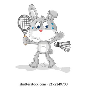 the rabbit playing badminton illustration. character vector