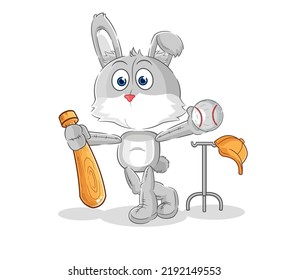 the rabbit playing baseball mascot. cartoon vector