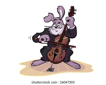 rabbit playing cello