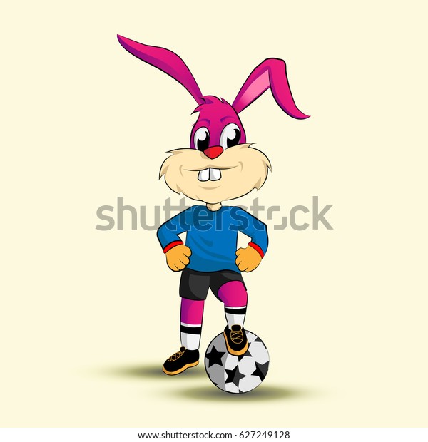 Rabbit Playing Football Soccer Stock Vector (Royalty Free) 627249128