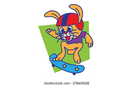 Rabbit Playing Skateboard