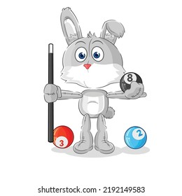 the rabbit plays billiard character. cartoon mascot vector
