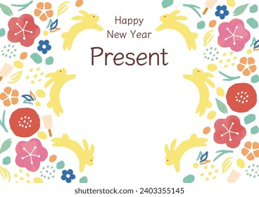 Rabbit and plum blossom new year sale banner background