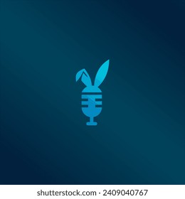 Kaninchen Podcast Logo Vektordesign Vorlage.