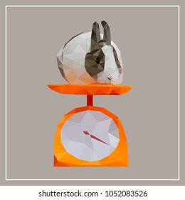 Rabbit polygon vector, easter, Weighing rabbit, Pet health