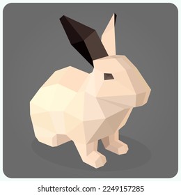 Rabbit polygonal image. 3d bunny in vector illustration