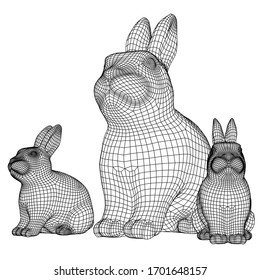 Rabbit polygonal lines illustration. Vector bunny on the white background