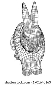 Rabbit polygonal lines illustration. Vector bunny on the white background