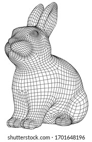 Rabbit polygonal lines illustration. Vector bunny on the white background