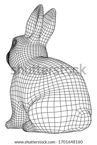 Rabbit polygonal lines illustration. Vector bunny on the white background