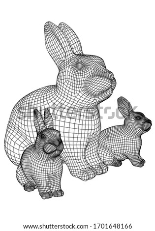 Rabbit polygonal lines illustration. Vector bunny on the white background