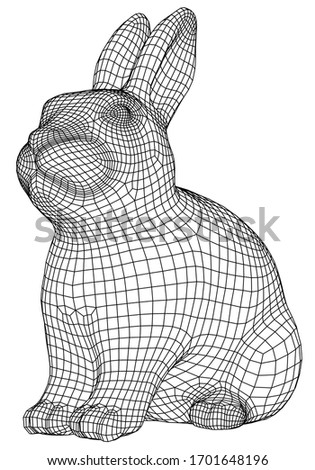 Rabbit polygonal lines illustration. Vector bunny on the white background