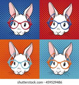Rabbit pop art illustration 