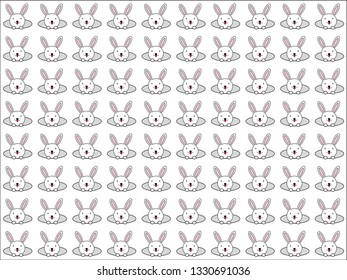 The rabbit popped his head out of the hole. pattern.