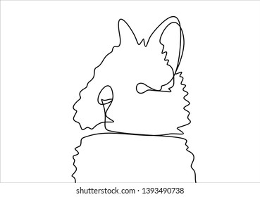 Rabbit portrait continuous line drawing