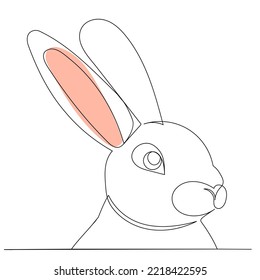 rabbit portrait drawing in one continuous line, vector