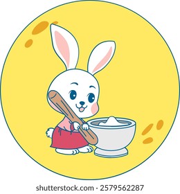 A rabbit is pounding rice cakes on the moon.