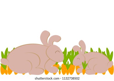 rabbit profile carrot. Illustration vector of a rabbit with carrots on the background.