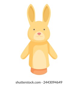 Rabbit puppet doll icon cartoon vector. Cute actor handmade. Tale curtain