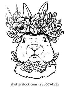 Rabbit queen and flower