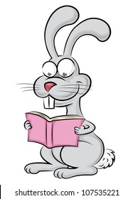 Rabbit reading a book