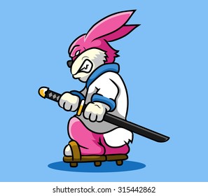 A rabbit ready to sword fight.