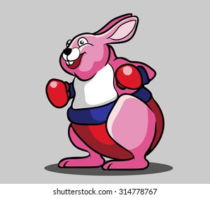 Rabbit with red boxing gloves ready to fight, vector file and very editable. 