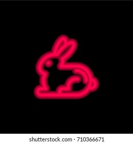 Rabbit red glowing neon ui ux icon. Glowing sign logo vector