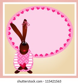 rabbit with a red heart and a place for text