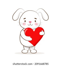 Rabbit with red heart - valentines day