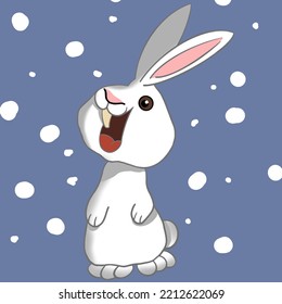 rabbit rejoices in the snow christmas illustration happy new year