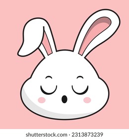 Rabbit Relieve Face Bunny Head Kawaii Sticker