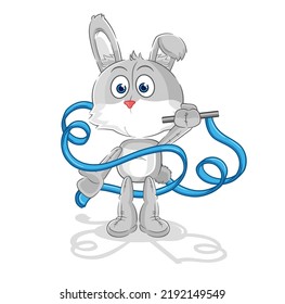 the rabbit Rhythmic Gymnastics mascot. cartoon vector