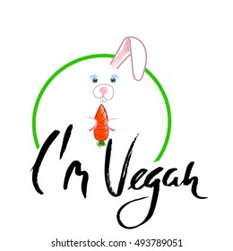 Rabbit with ribbon and carrot