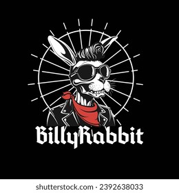 Rabbit with rockabilly style vector t-shirt design