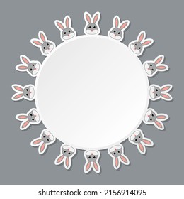 Rabbit with round frame for banner, poster, and greeting card