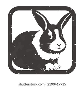 Rabbit Rubber Stamp For Easter And The Chinese Zodiac Year Of The Rabbit.