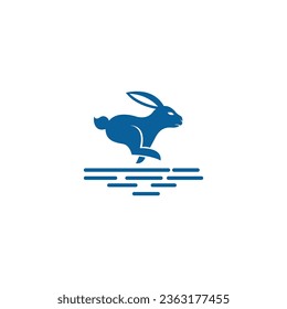 Kaninchen laufen Logo Design-Illustration.