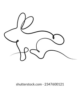 rabbit running continuous line drawing for easter,mid autumn festival,logo,decorative,etc. calligraph line style
