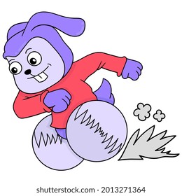 el conejo está corriendo de prisa, ilustración vectorial art. doodle imagen kawaii.