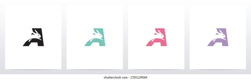 Conejo Que Se Ejecuta En El Diseño De Logotipo Carta A