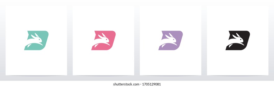 Rabbit Running On Letter Logo Design D