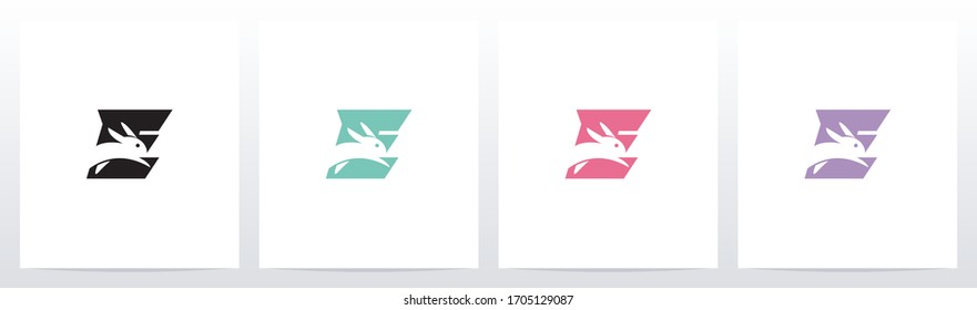 Rabbit Running On Letter Logo Design E