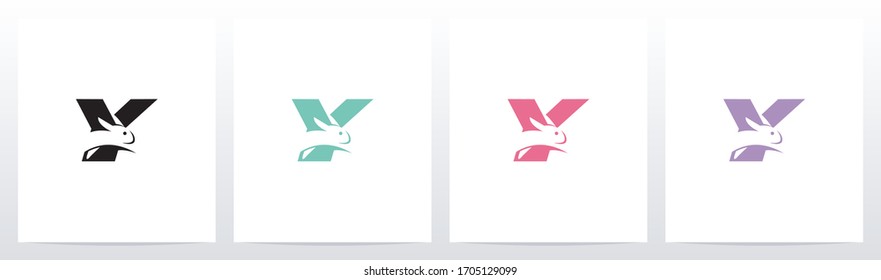Rabbit Running On Letter Logo Design Y