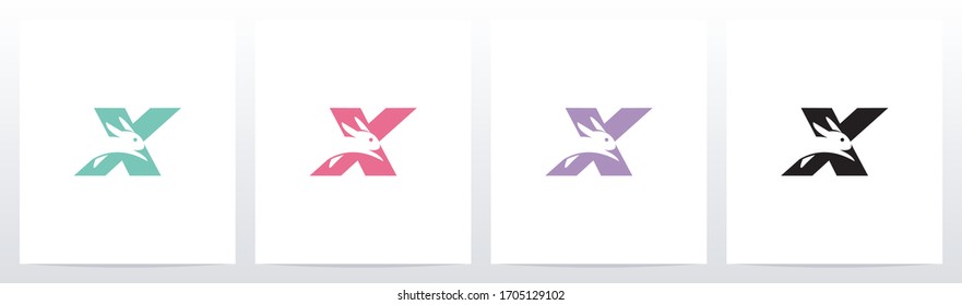 Rabbit Running On Letter Logo Design X