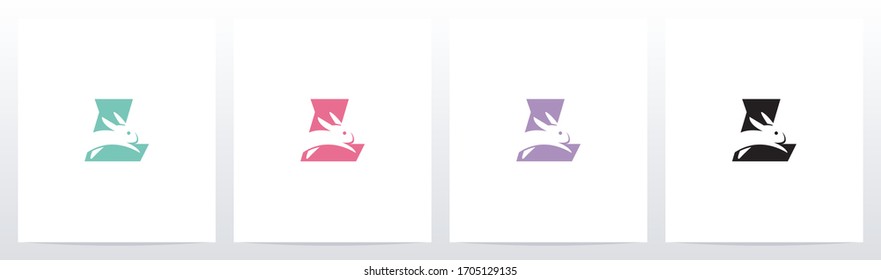 Rabbit Running On Letter Logo Design L