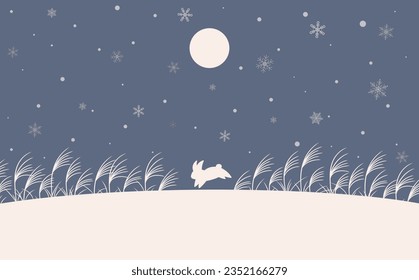 rabbit running in the snow