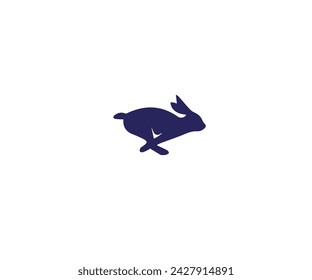 Rabbit running vector logo elements