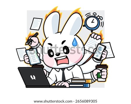 rabbit rush hour working illustration